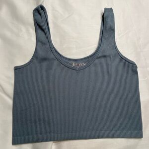 Blue ribbed tank top
